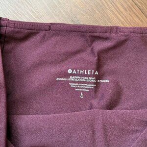 Athleta Elation Shine Leggings L Burgundy Athleisure Gymcore Minimalist Yoga3078